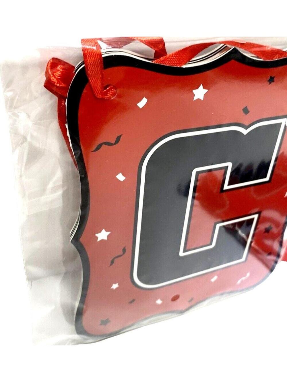 Red Graduation Party Decor Banner with Rectangular Tablecloth Congrats Grad Set - Picture 5 of 6
